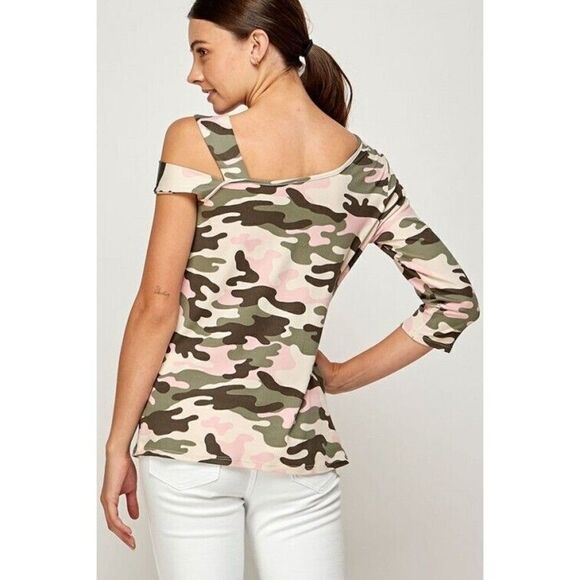 Plus 1X Women's Pink Camo Camouflage Top by Watermelon - Picture 3 of 7